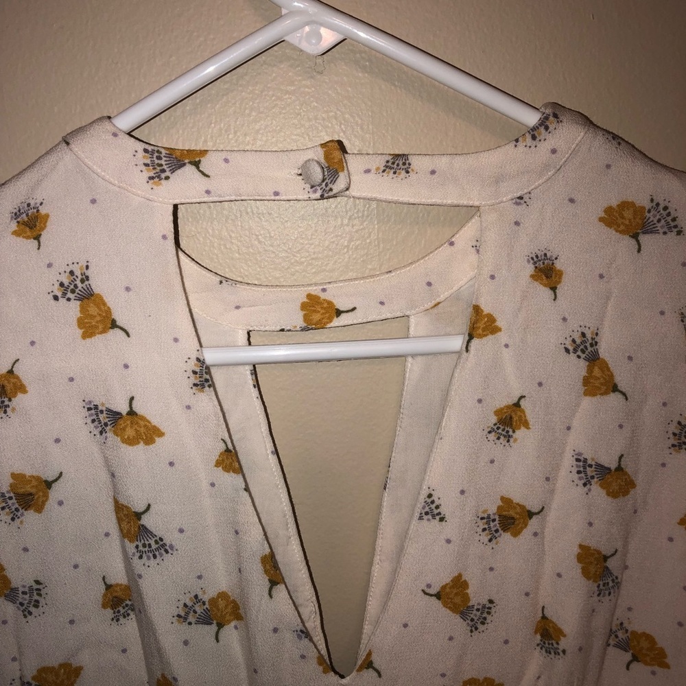 Free People Tegan Ivory Bohemian Keyhole Neck Floral Mini Dress - Picture 6 of 12